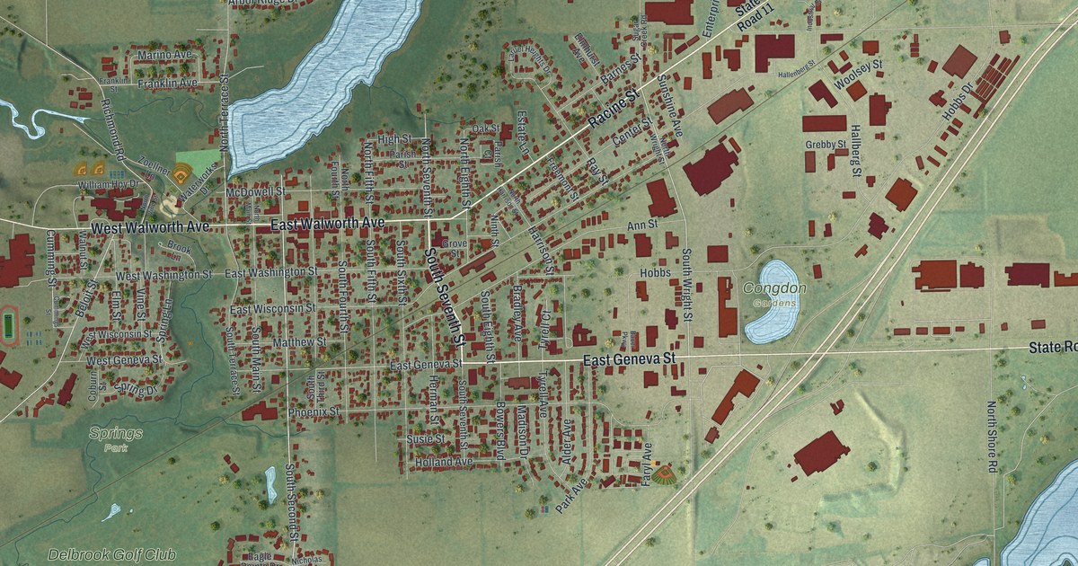 Map of Delavan City, Wisconsin in 2026