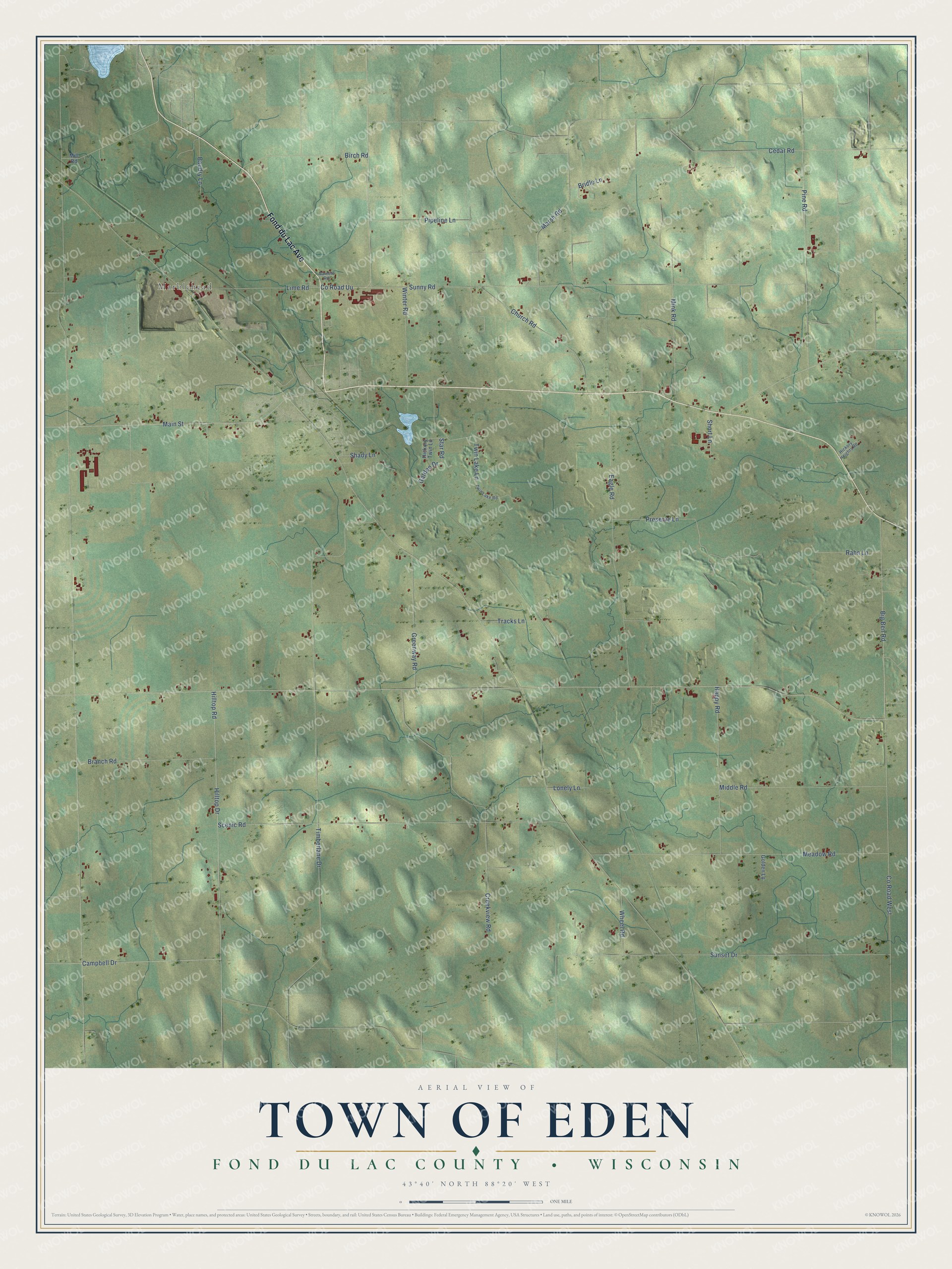 Watermarked full-map preview of Town of Eden, Wisconsin
