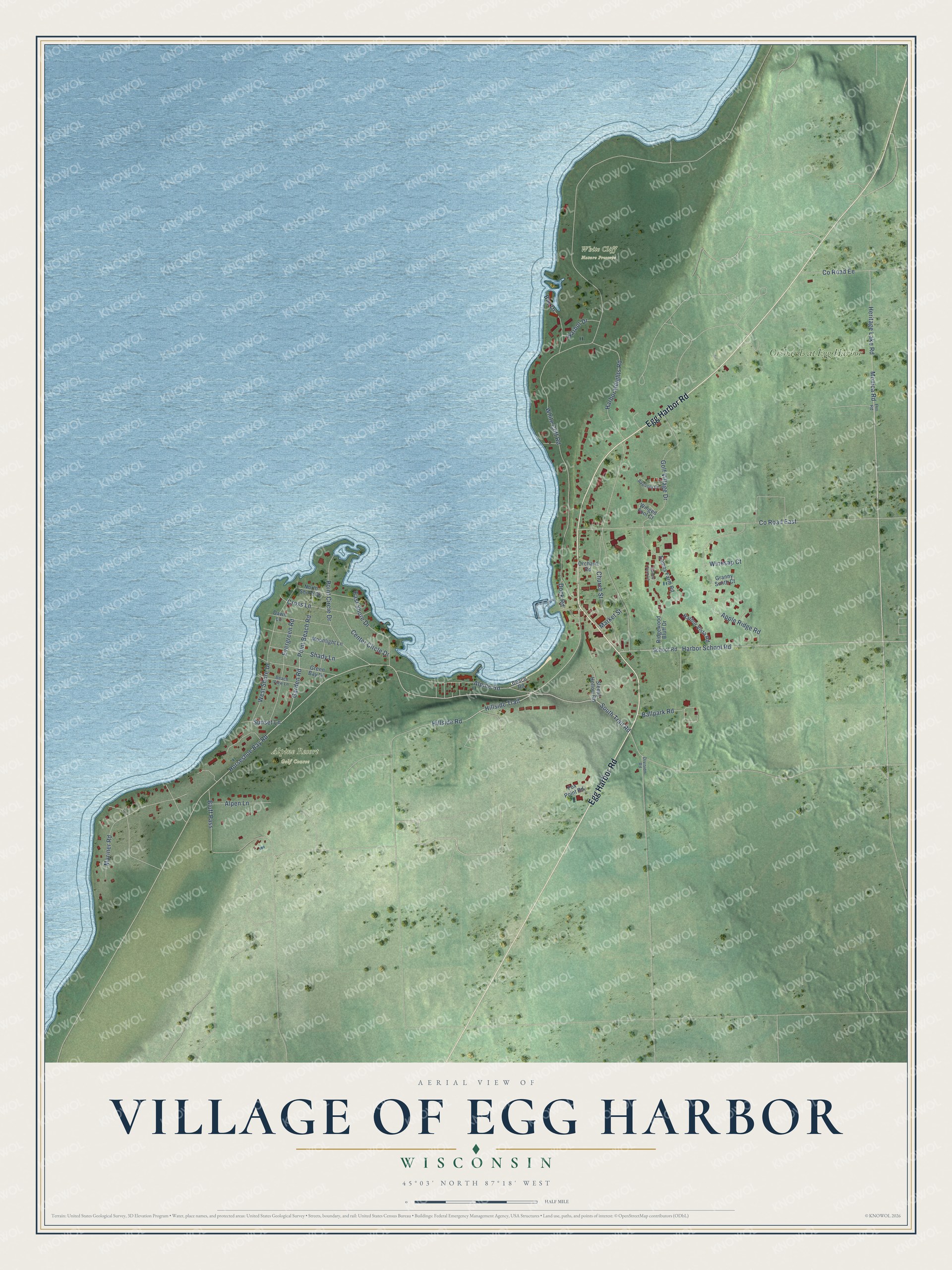 Watermarked full-map preview of Egg Harbor, Wisconsin