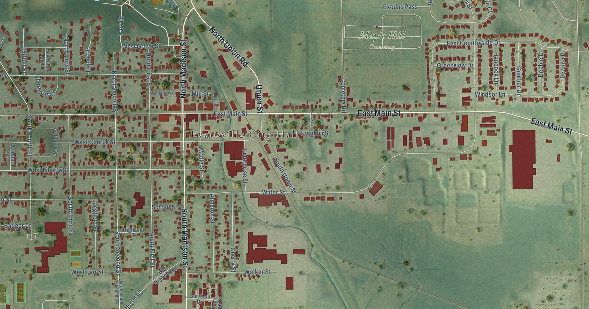 Map of Evansville, Wisconsin in 2026