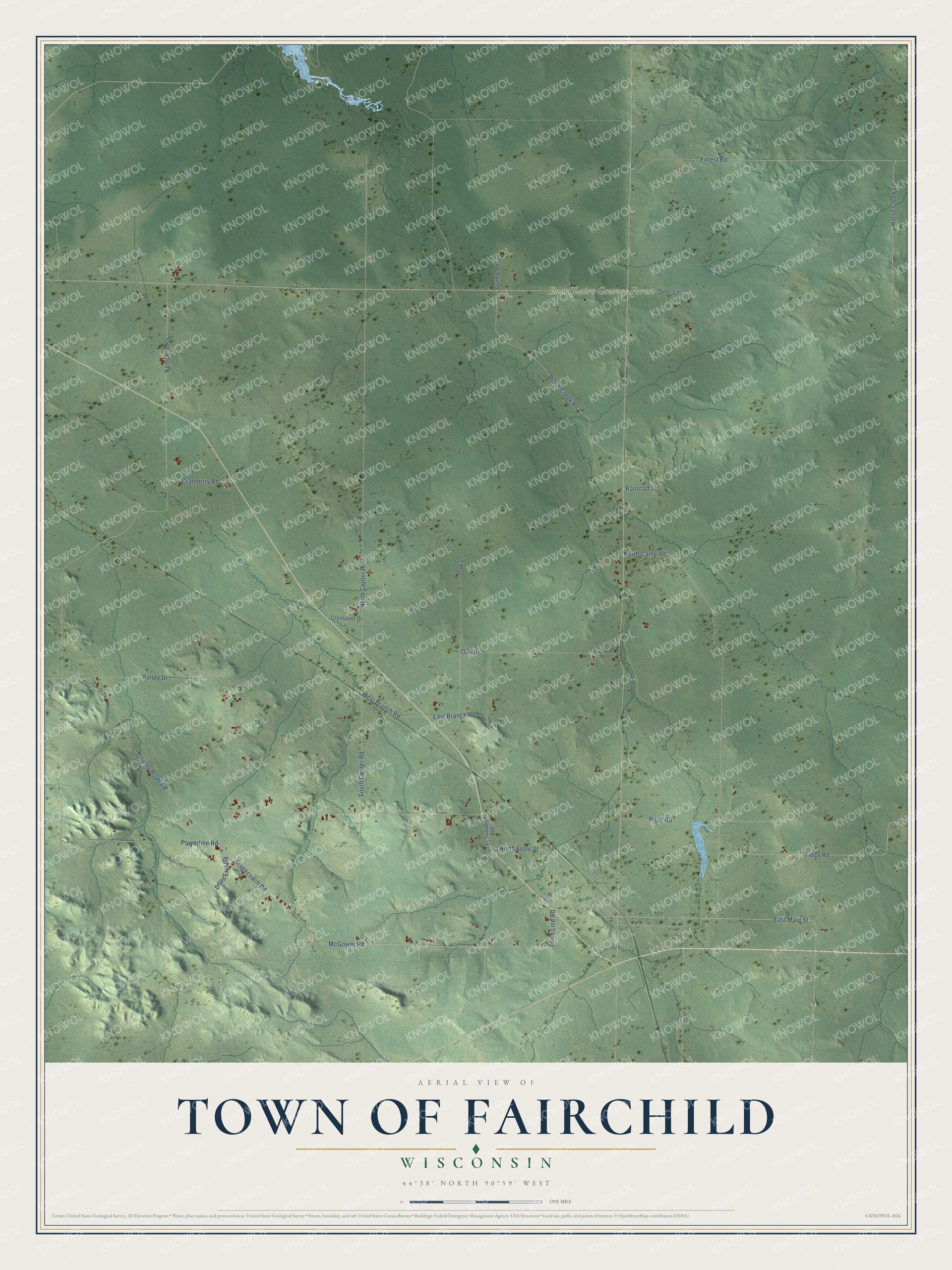 Watermarked full-map preview of Town of Fairchild, Wisconsin