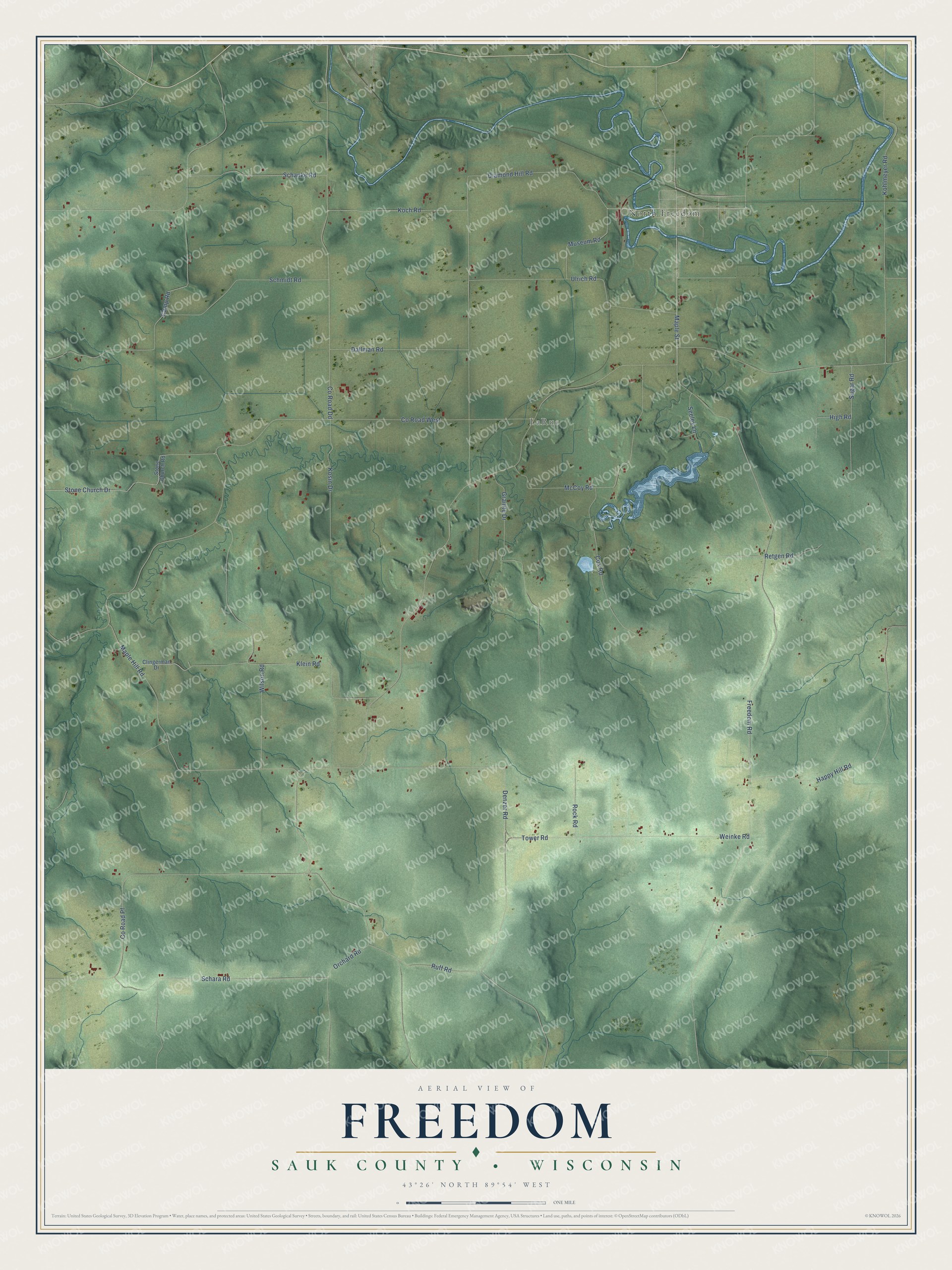 Watermarked full-map preview of Freedom, Wisconsin