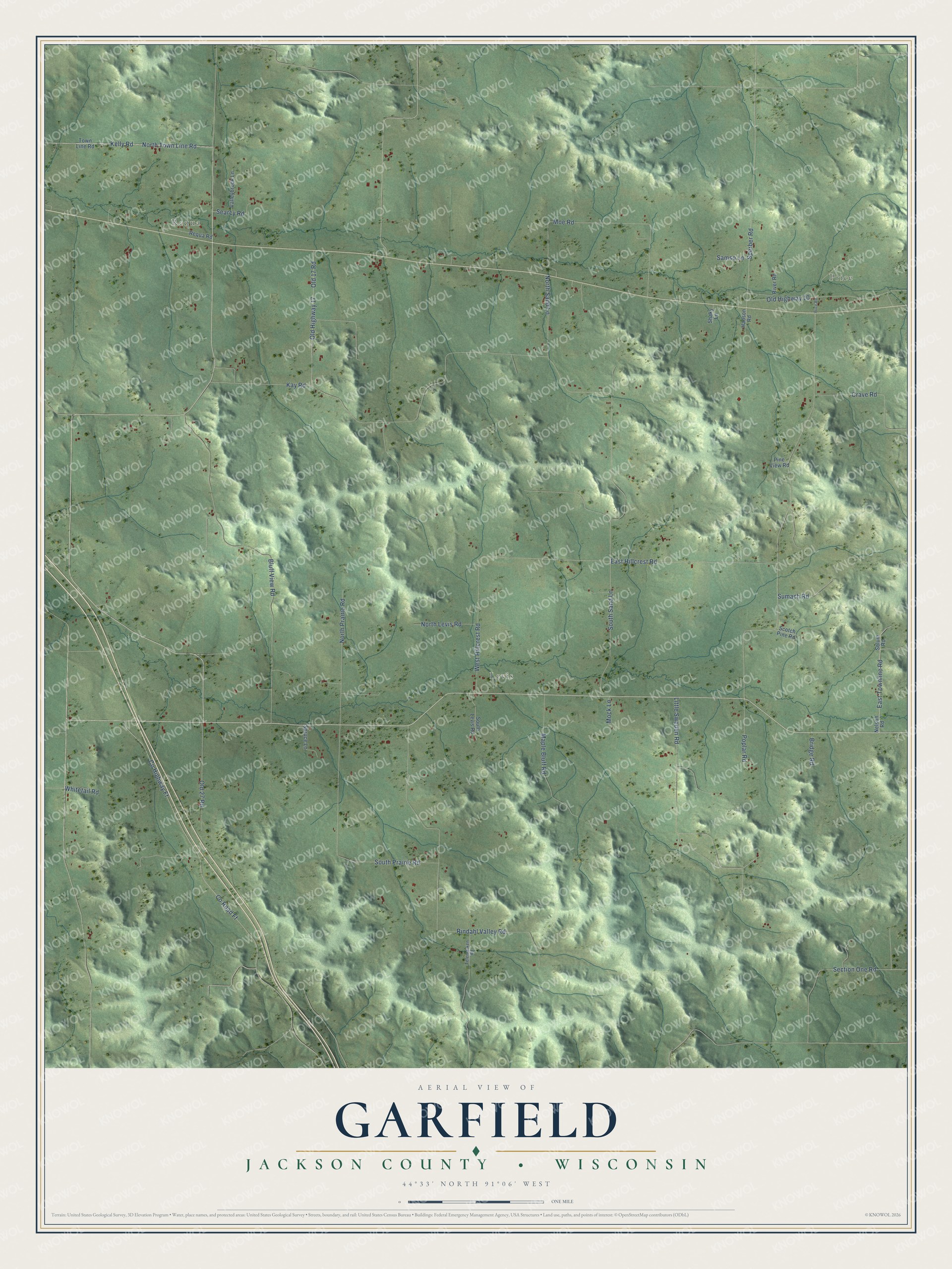 Watermarked full-map preview of Garfield, Wisconsin