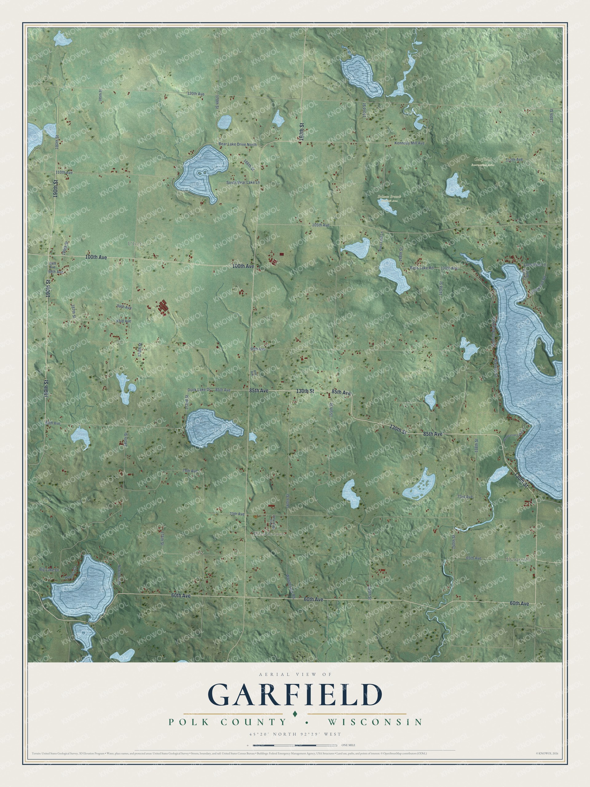 Watermarked full-map preview of Garfield, Wisconsin