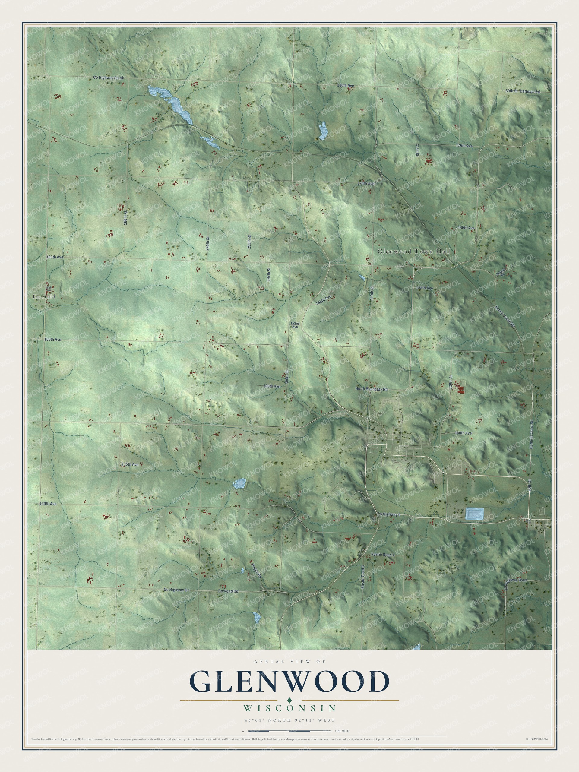 Watermarked full-map preview of Glenwood, Wisconsin