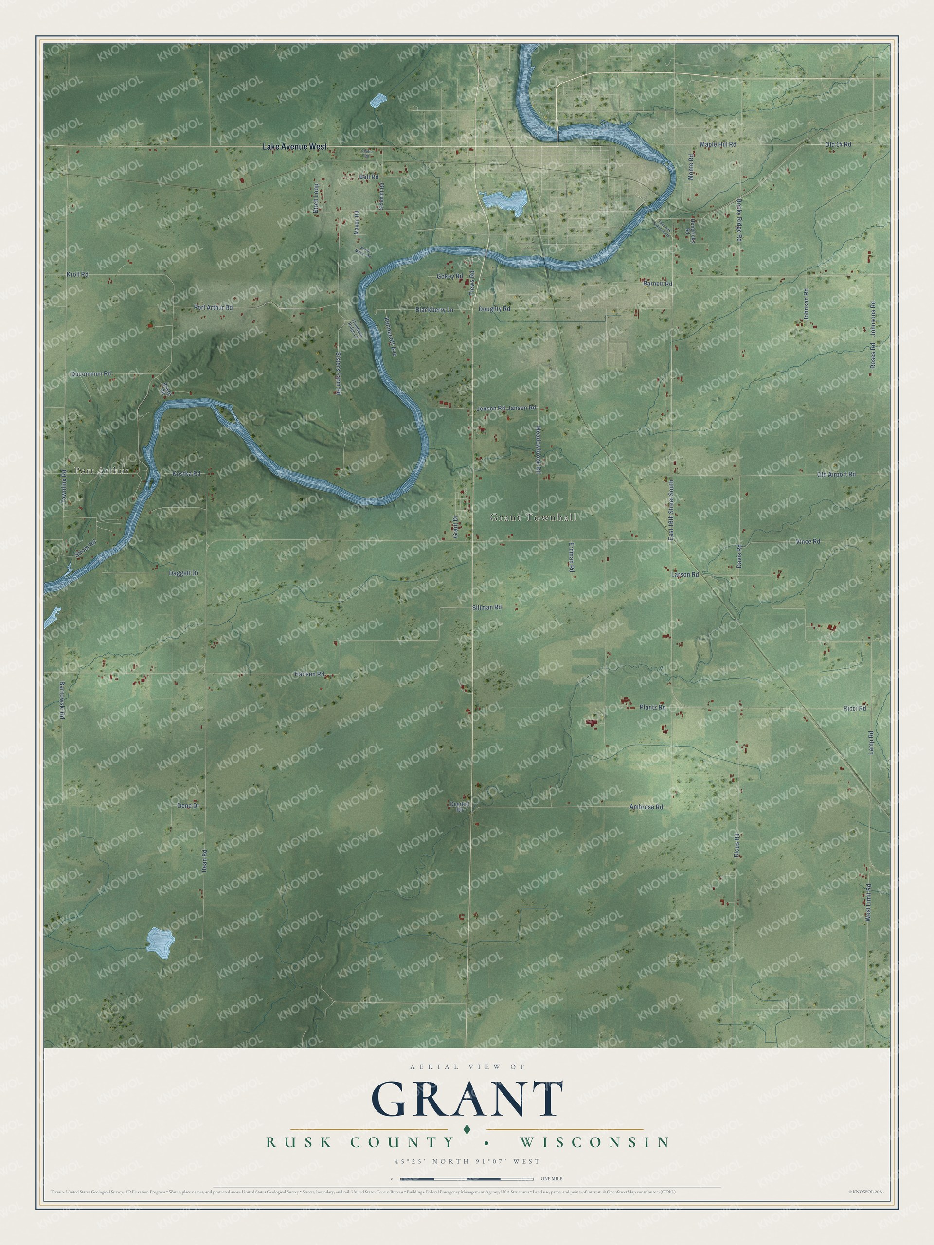 Watermarked full-map preview of Grant, Wisconsin
