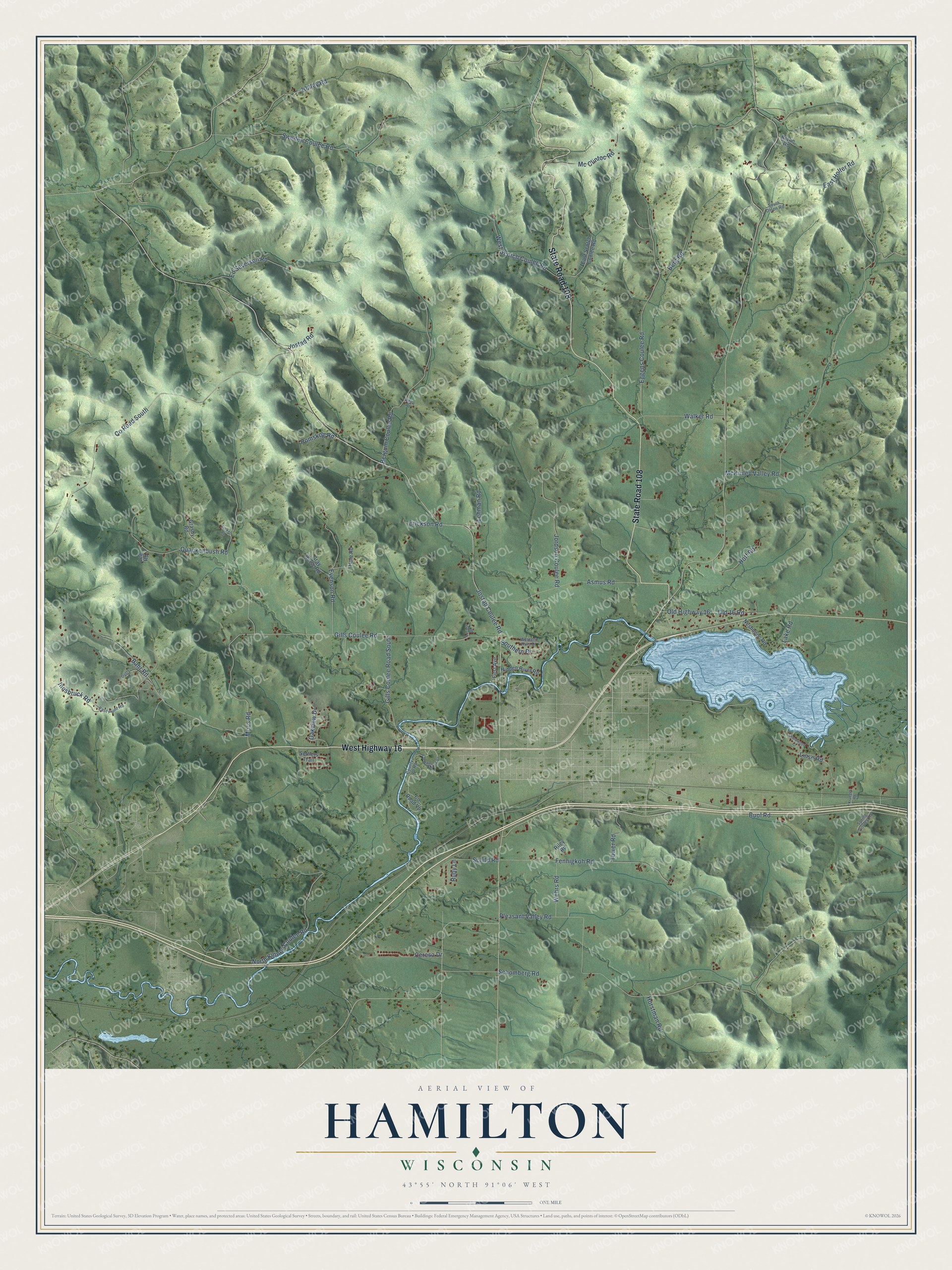 Watermarked full-map preview of Hamilton, Wisconsin