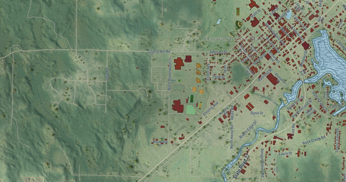 Map of Hayward, Wisconsin in 2026