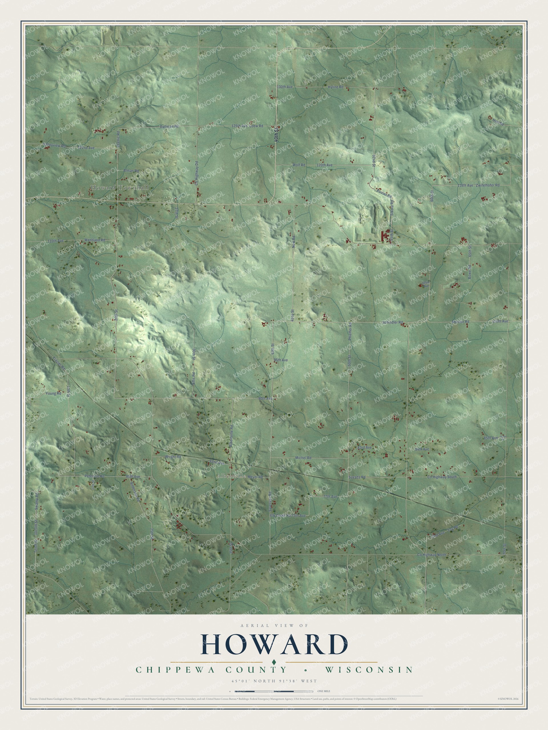 Watermarked full-map preview of Howard, Wisconsin