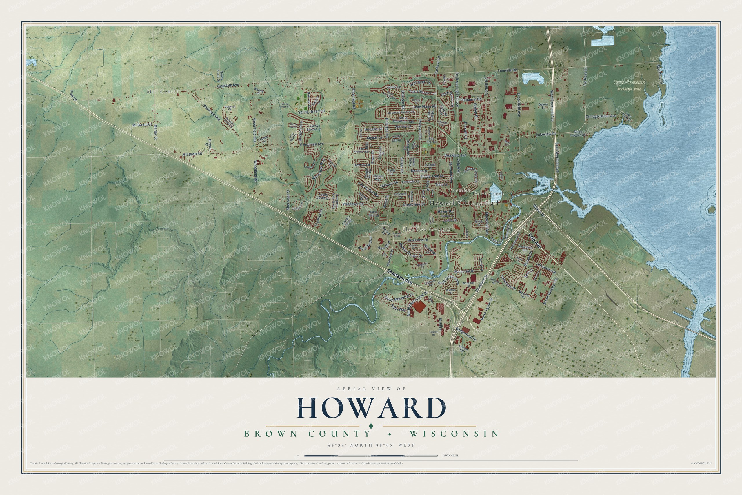 Watermarked full-map preview of Howard, Wisconsin