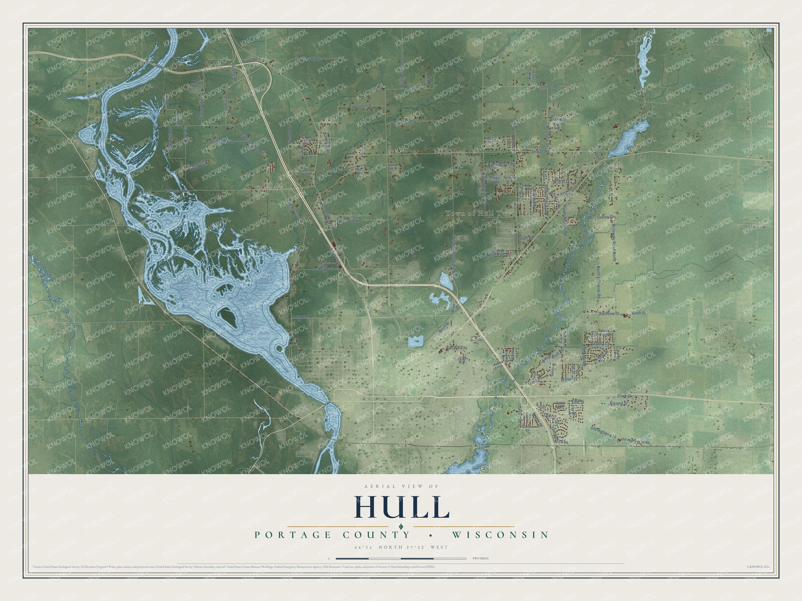 Watermarked full-map preview of Hull, Wisconsin