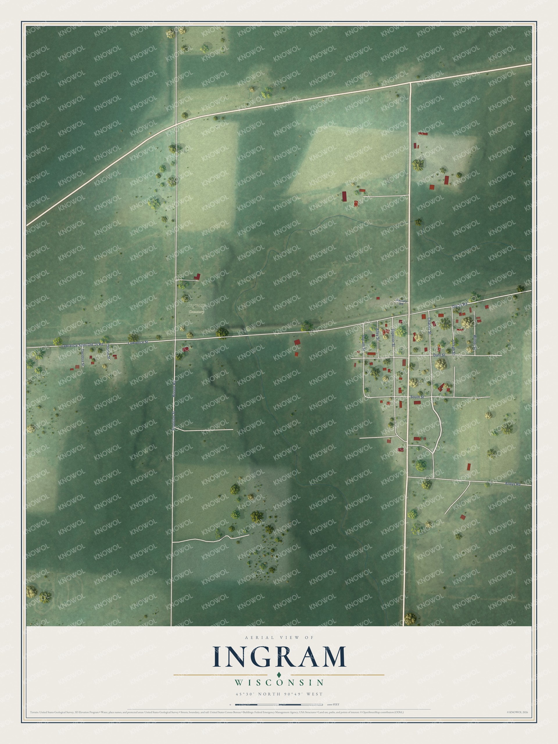 Watermarked full-map preview of Ingram, Wisconsin