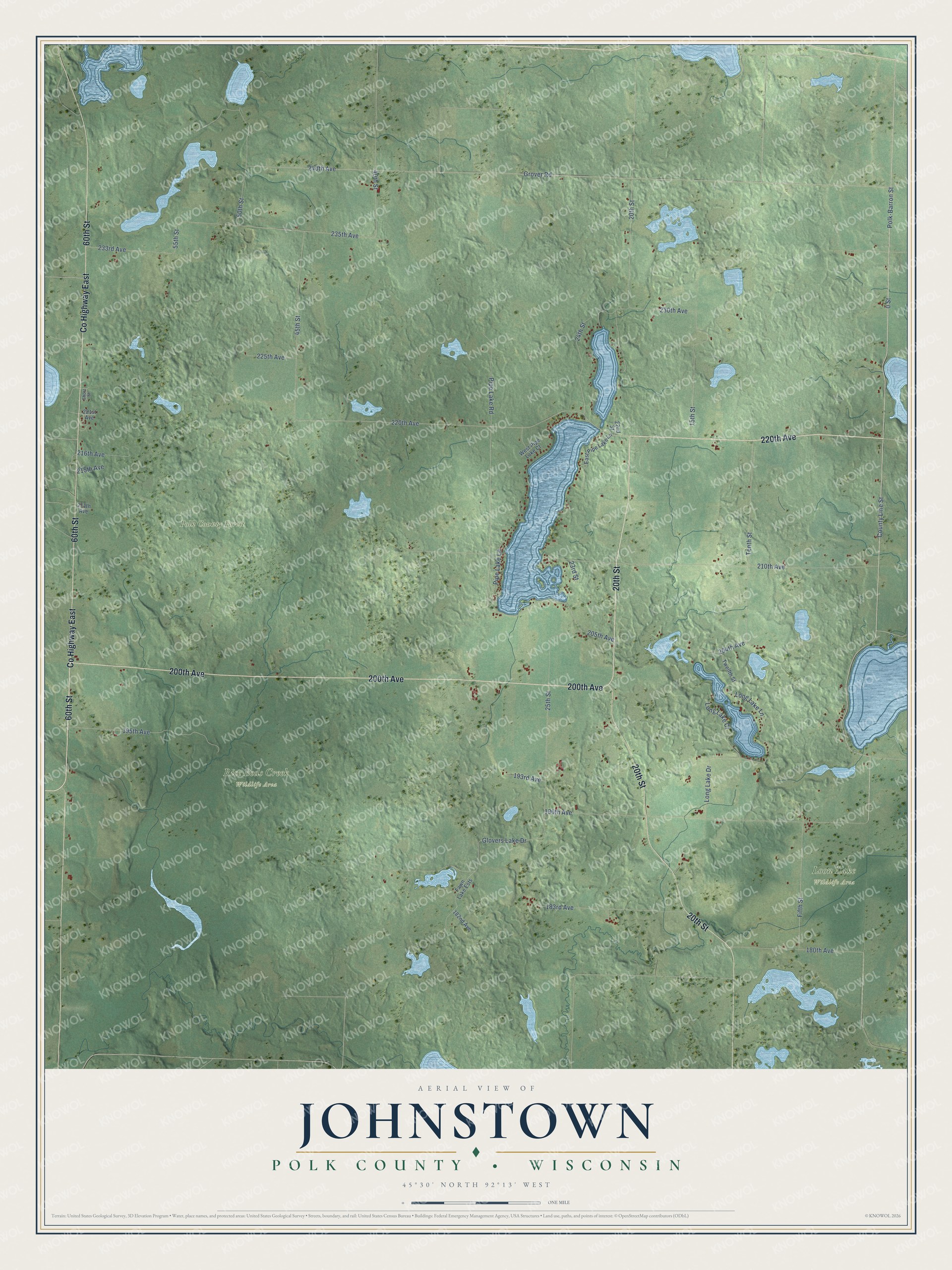 Watermarked full-map preview of Johnstown, Wisconsin
