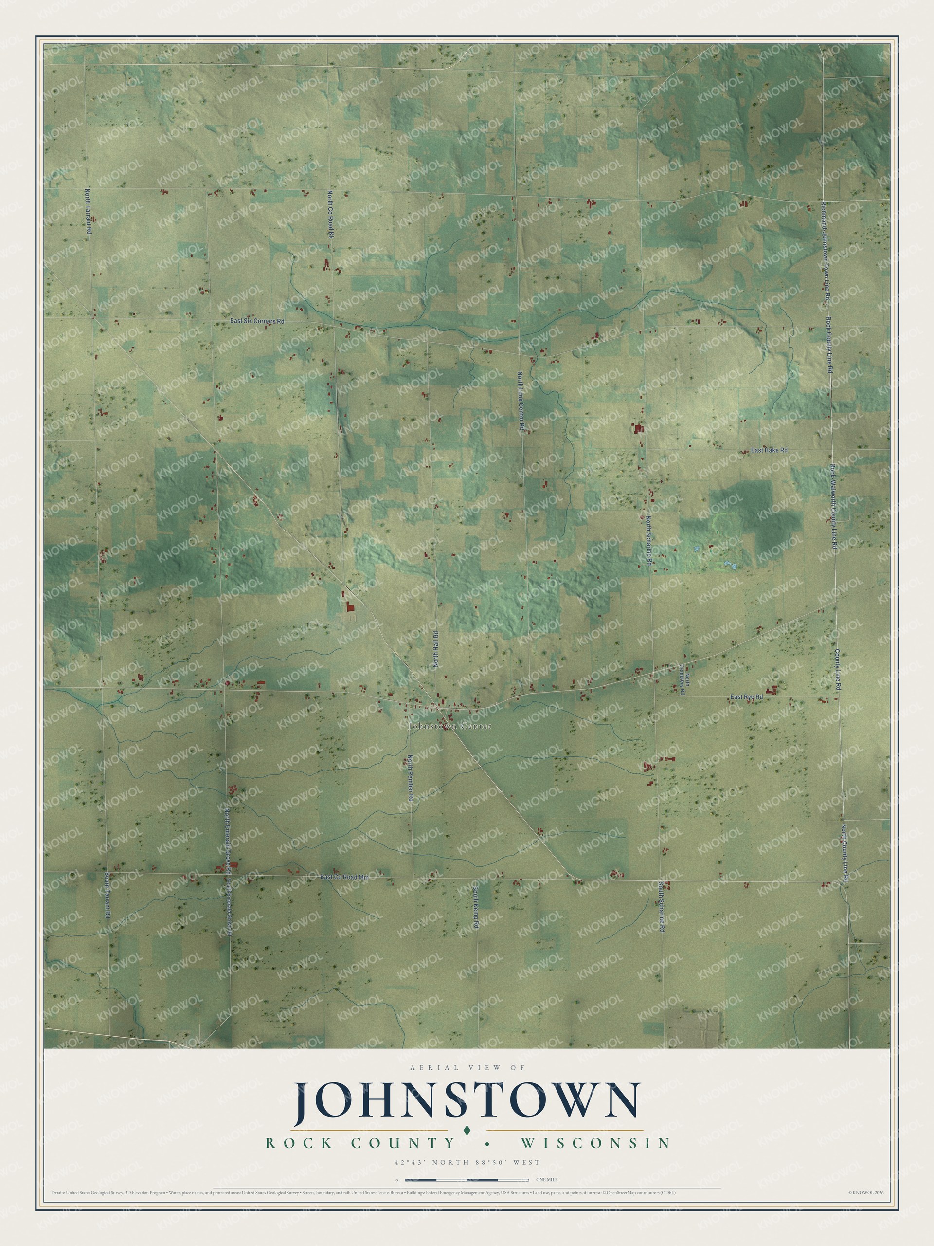 Watermarked full-map preview of Johnstown, Wisconsin