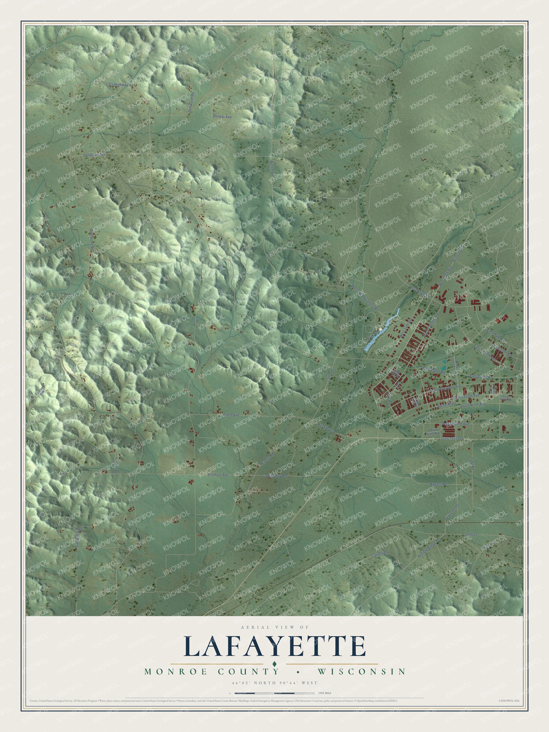 Watermarked full-map preview of Lafayette, Wisconsin