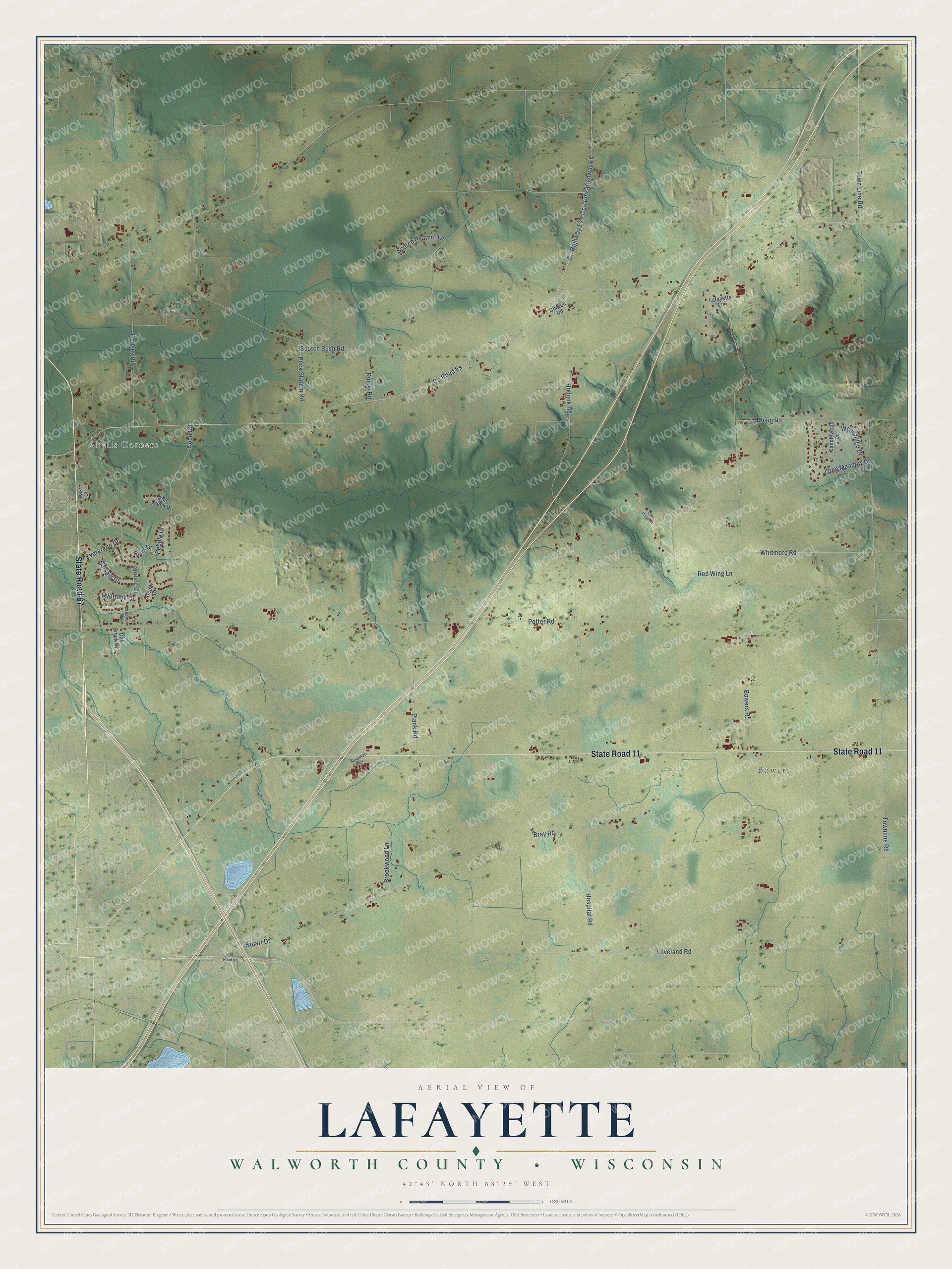Watermarked full-map preview of Lafayette, Wisconsin