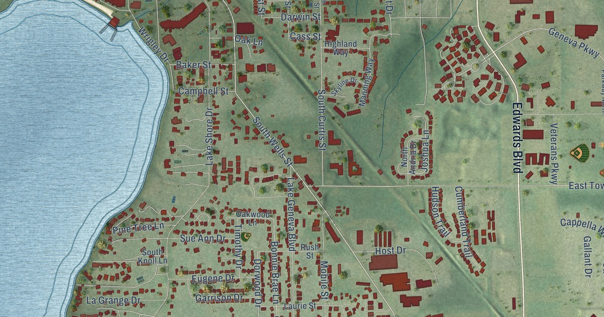 Map of Lake Geneva, Wisconsin in 2026