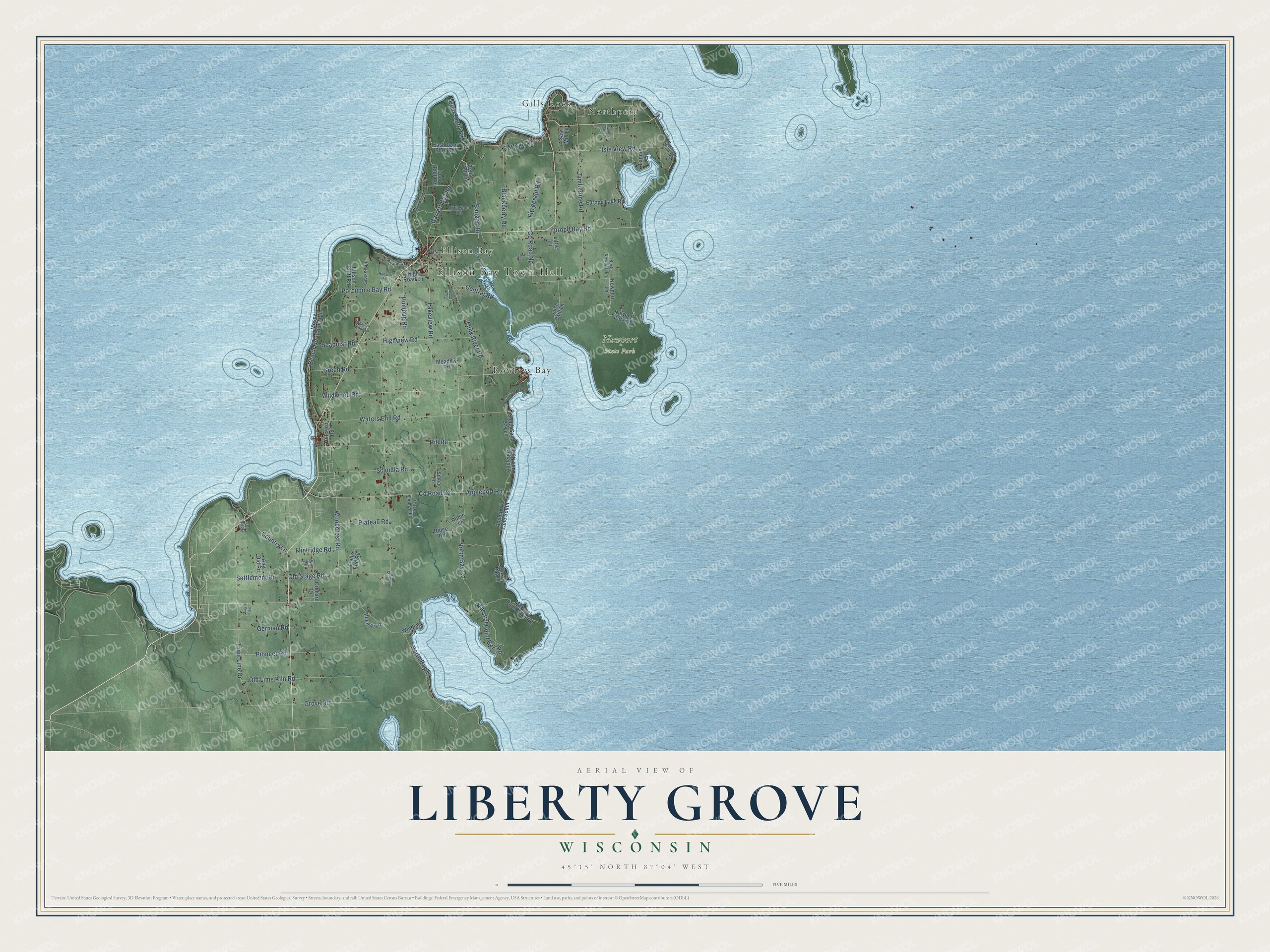 Watermarked full-map preview of Liberty Grove, Wisconsin