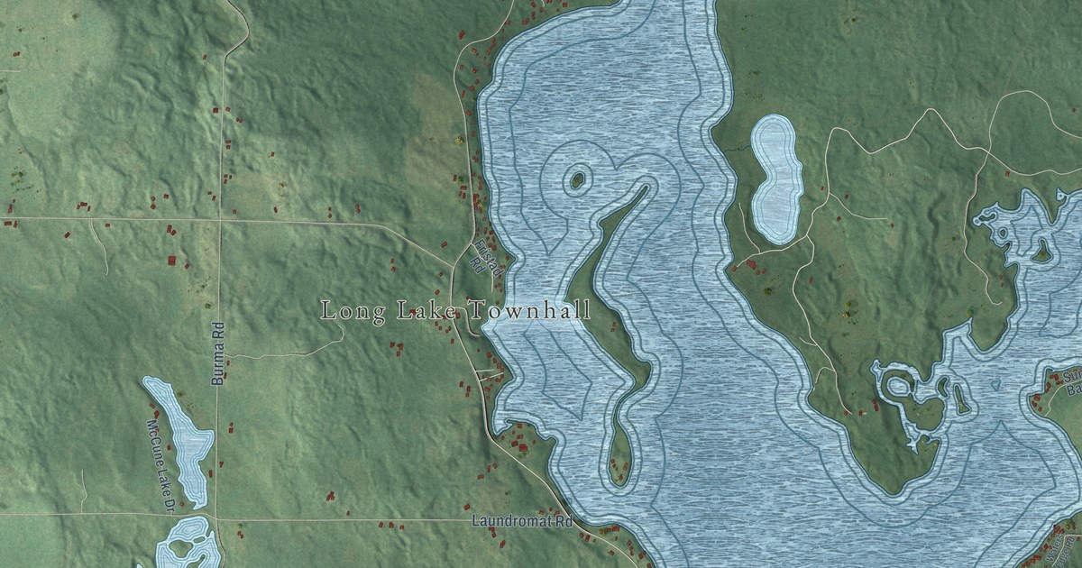 Map of Long Lake, Washburn County, Wisconsin in 2026