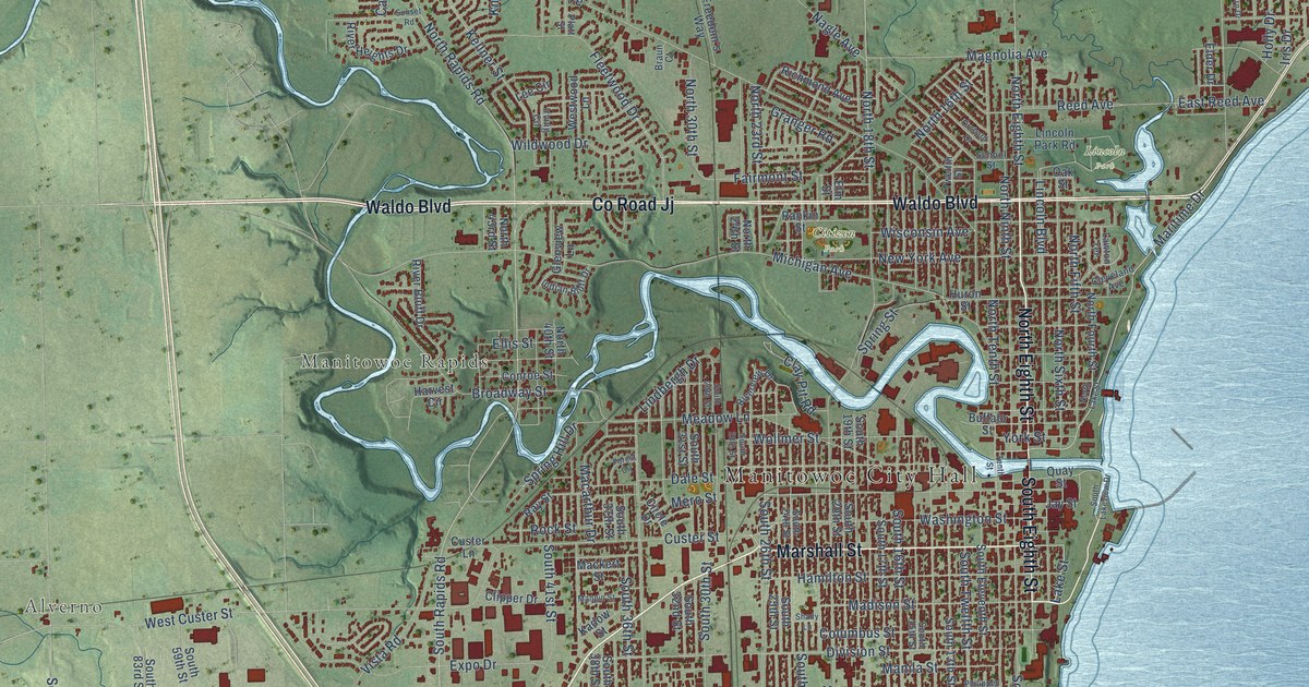 Map of Manitowoc, Wisconsin in 2026