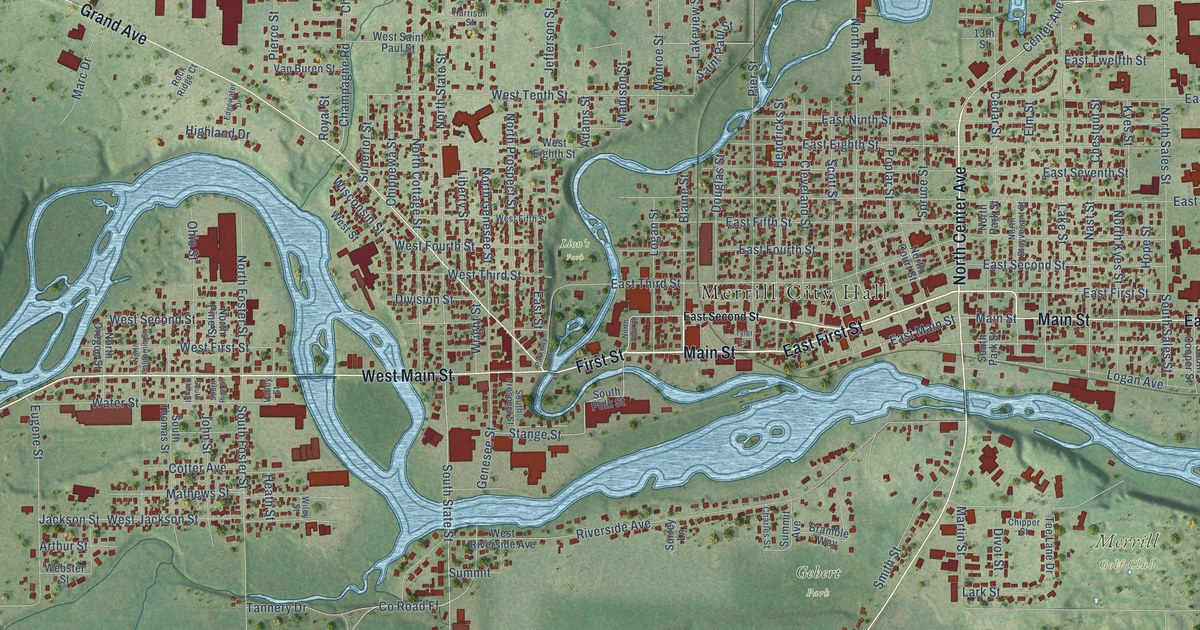 Map of Merrill, Wisconsin in 2026