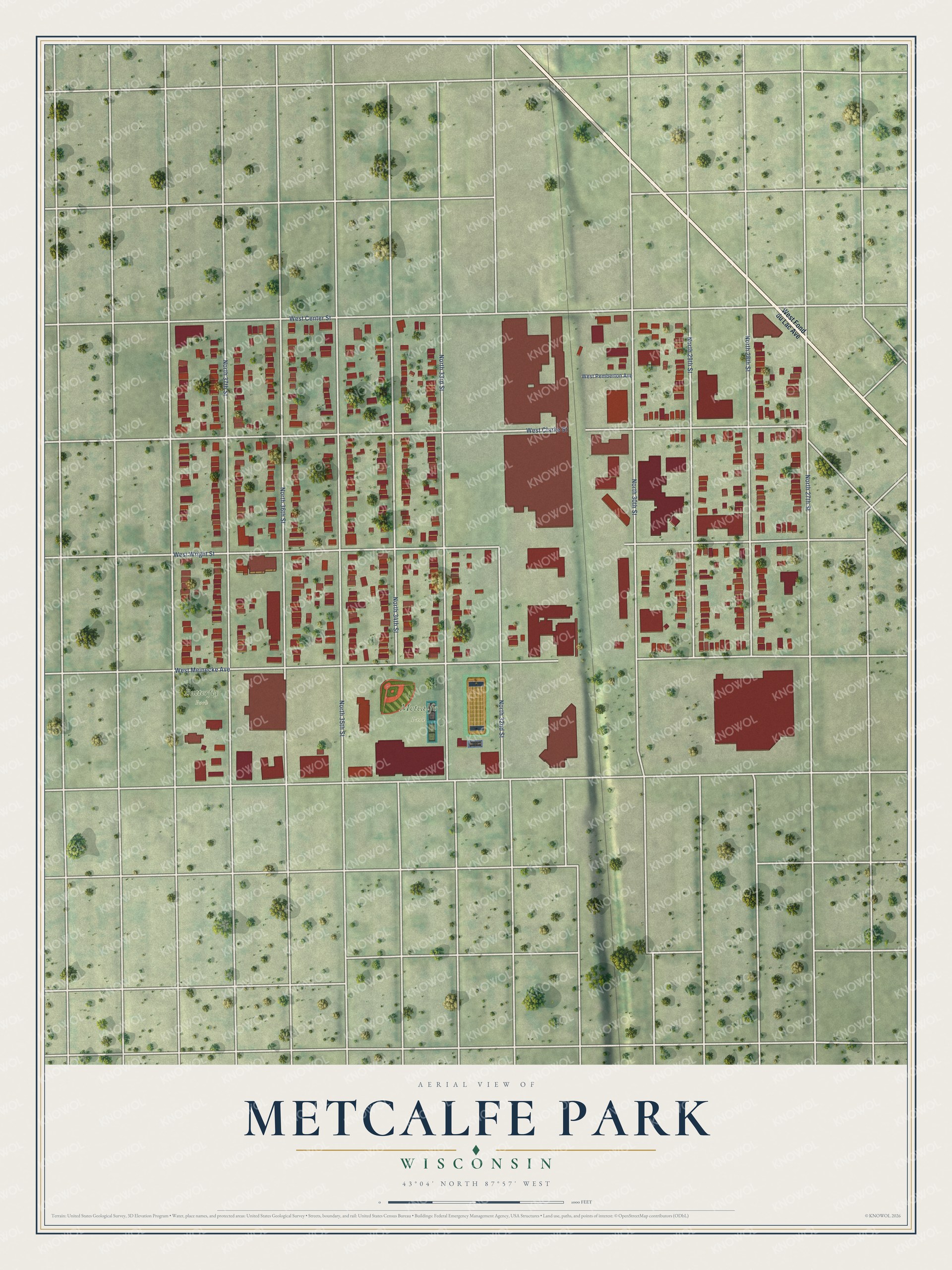 Watermarked full-map preview of Metcalfe Park, Wisconsin