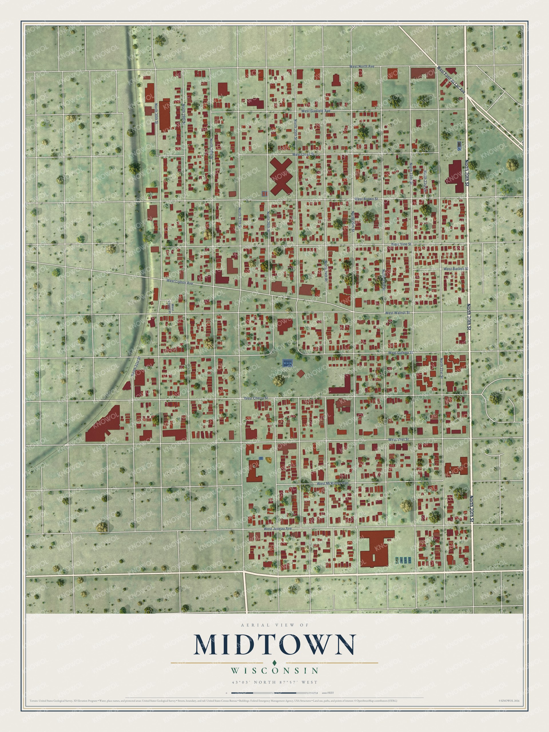 Watermarked full-map preview of Midtown, Wisconsin
