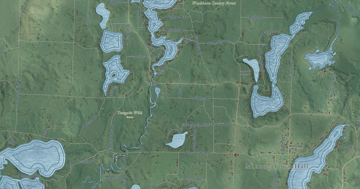 Map of the Town of Minong, Wisconsin in 2026