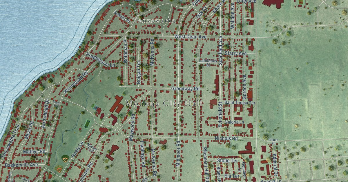 Map of Monona, Wisconsin in 2026
