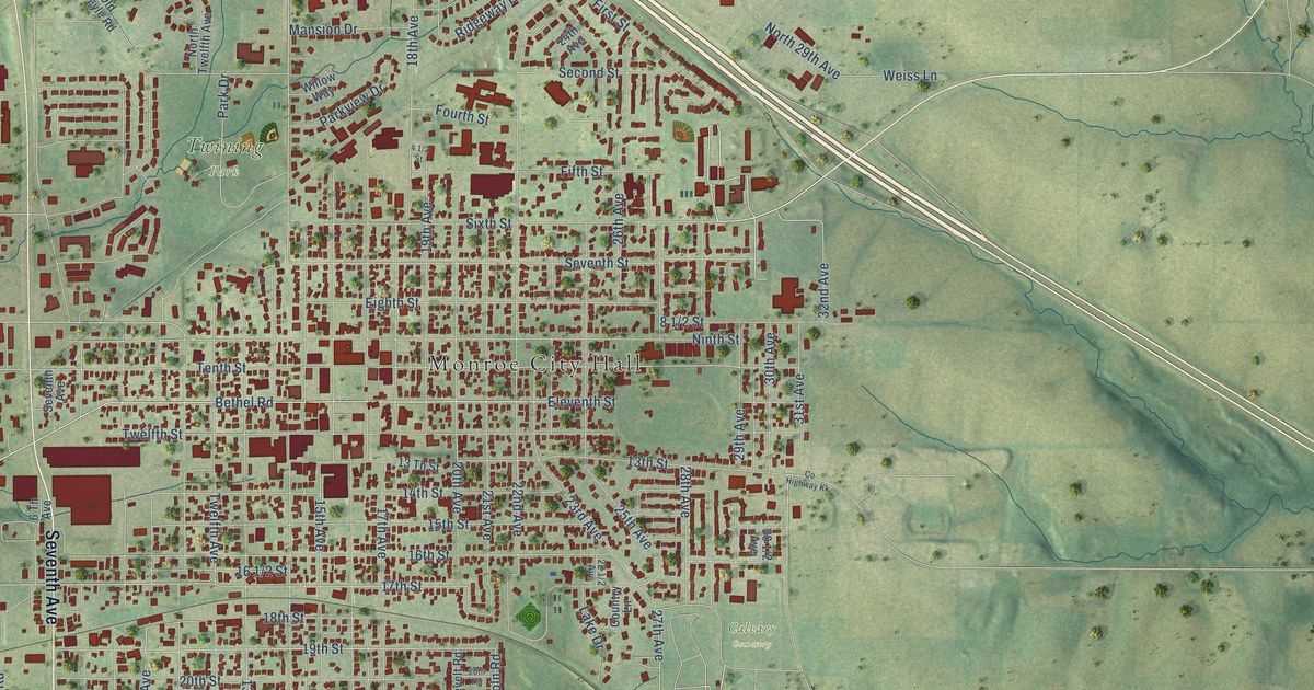 Map of Monroe, Green County, Wisconsin in 2026