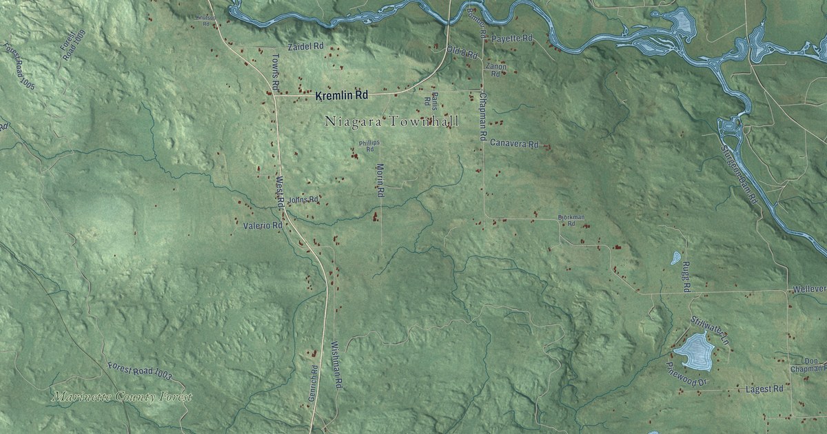 Map of the Town of Niagara, Wisconsin in 2026