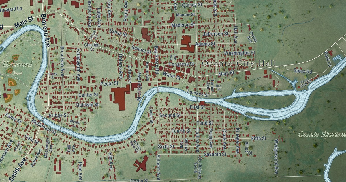 Map of Oconto, Wisconsin in 2026