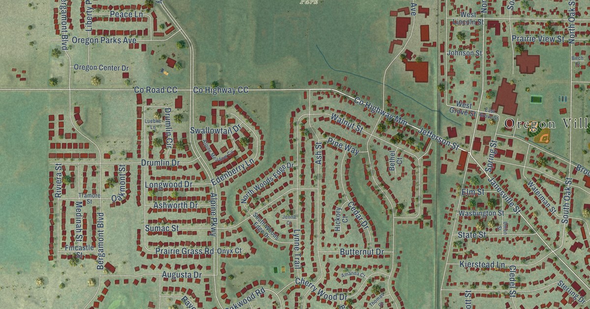 Map of Oregon, Wisconsin in 2026