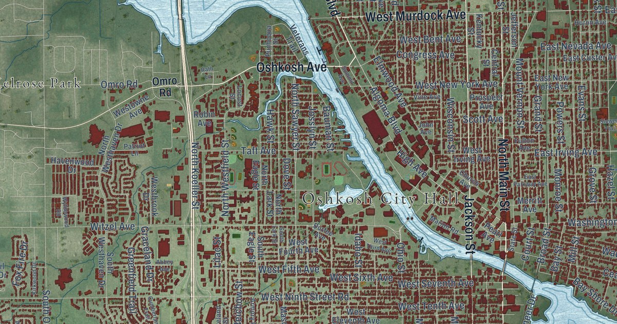 Map of Oshkosh, Wisconsin in 2026