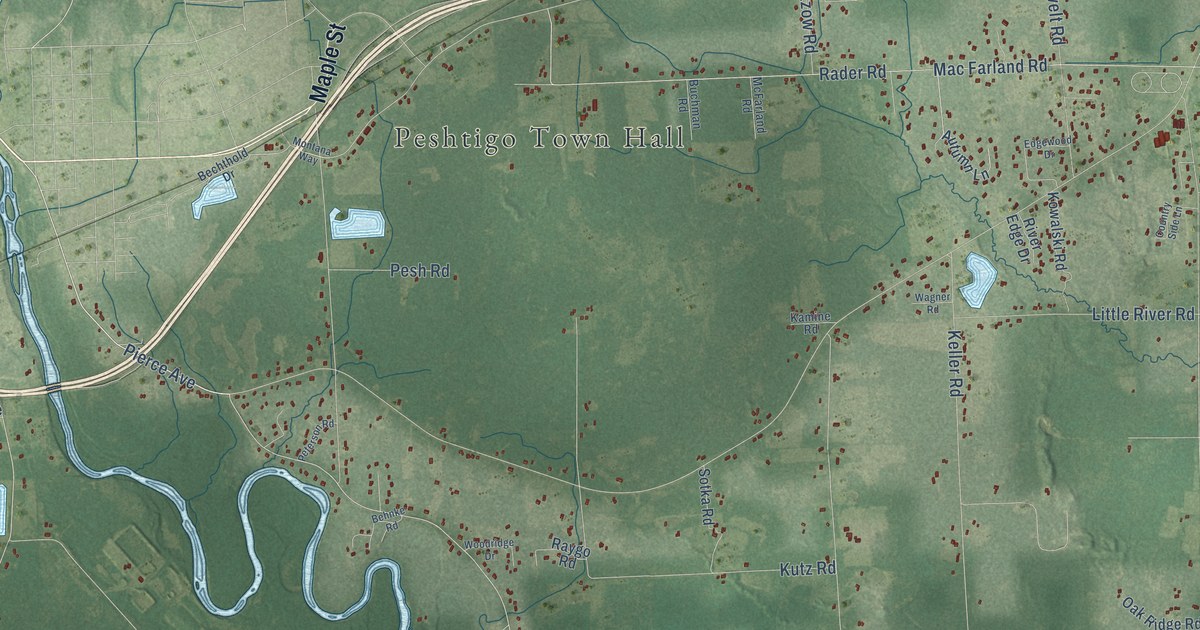 Map of the Town of Peshtigo, Wisconsin in 2026
