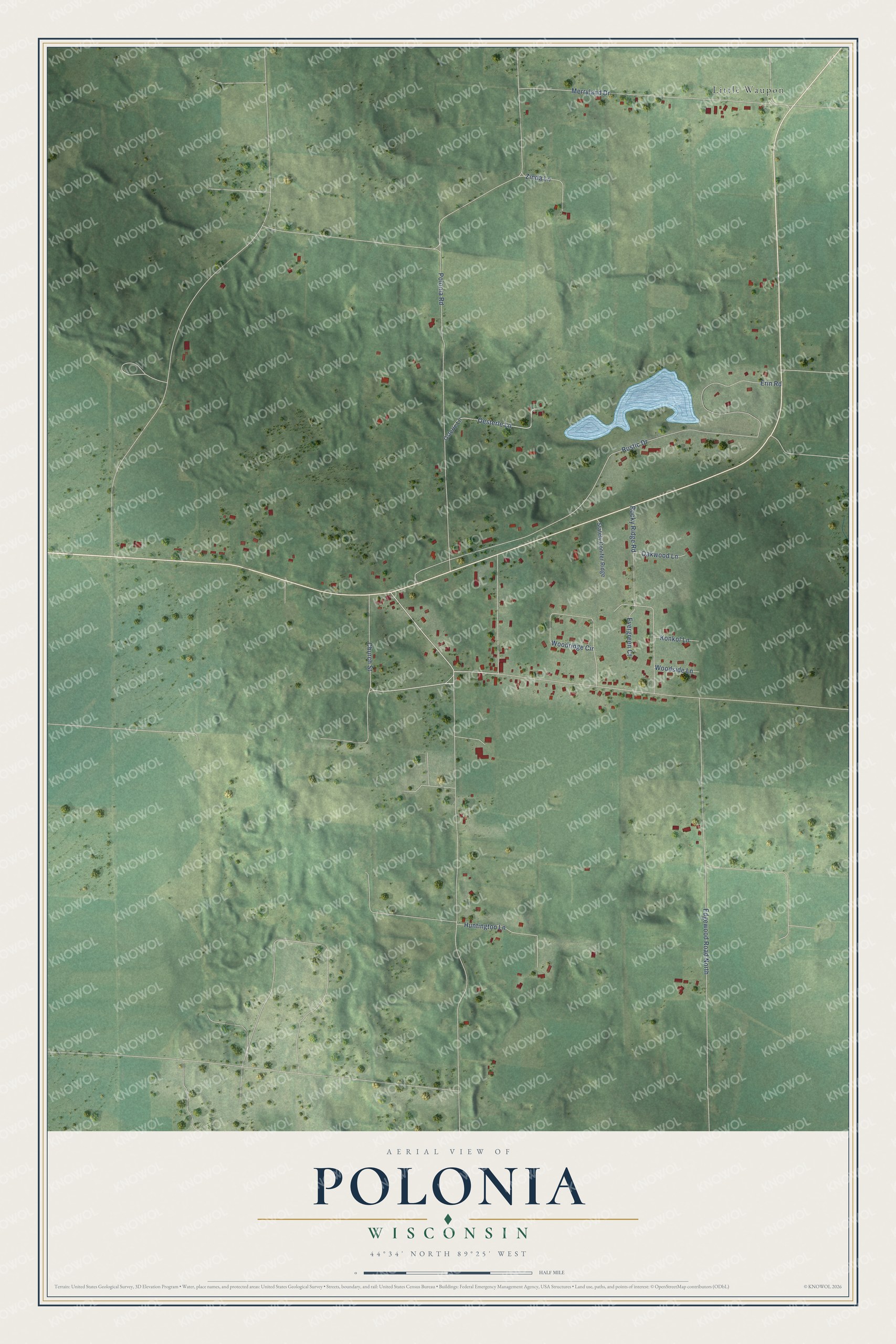 Watermarked full-map preview of Polonia, Wisconsin