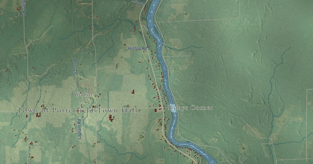 Map of Porterfield, Wisconsin in 2026