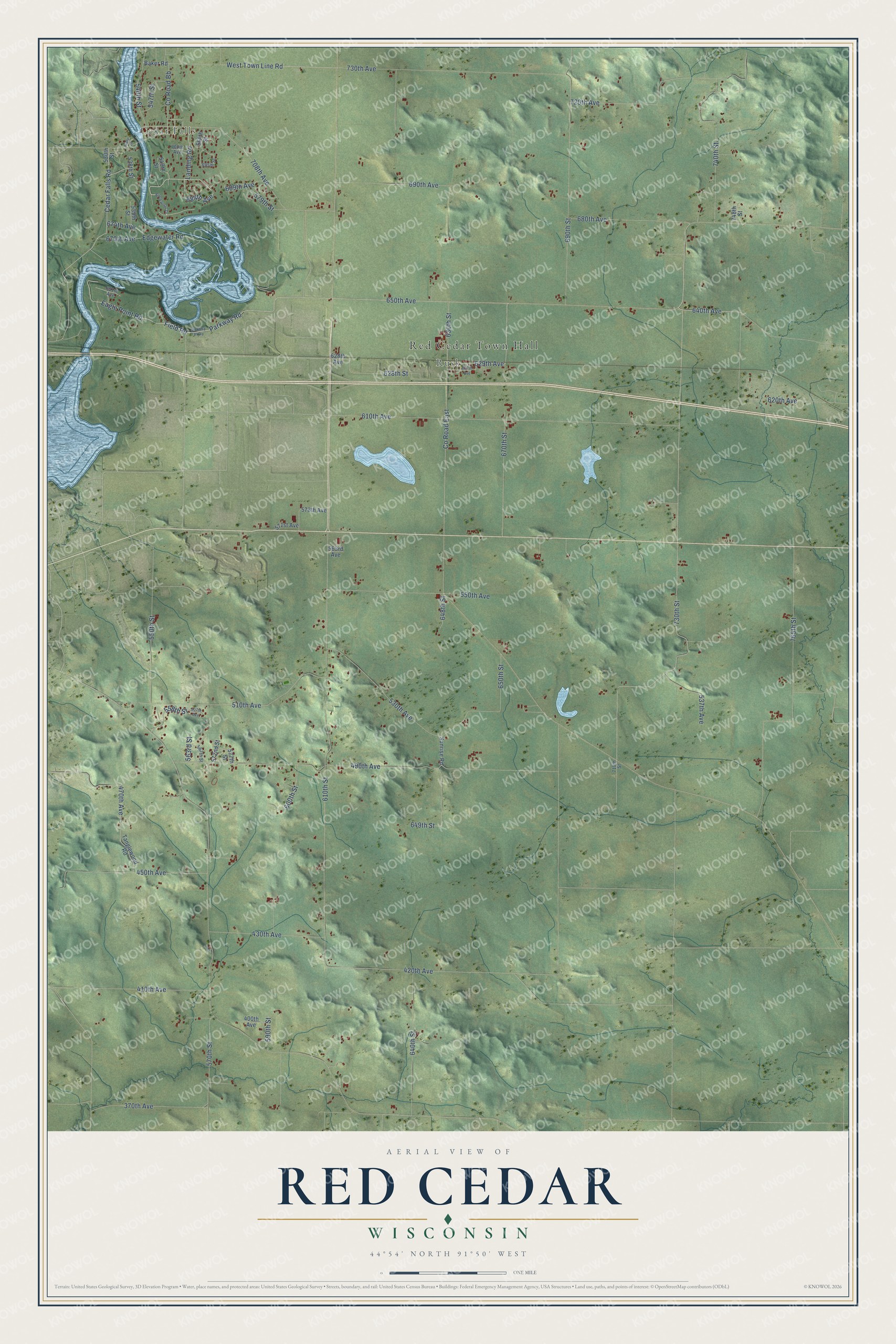 Watermarked full-map preview of Red Cedar, Wisconsin