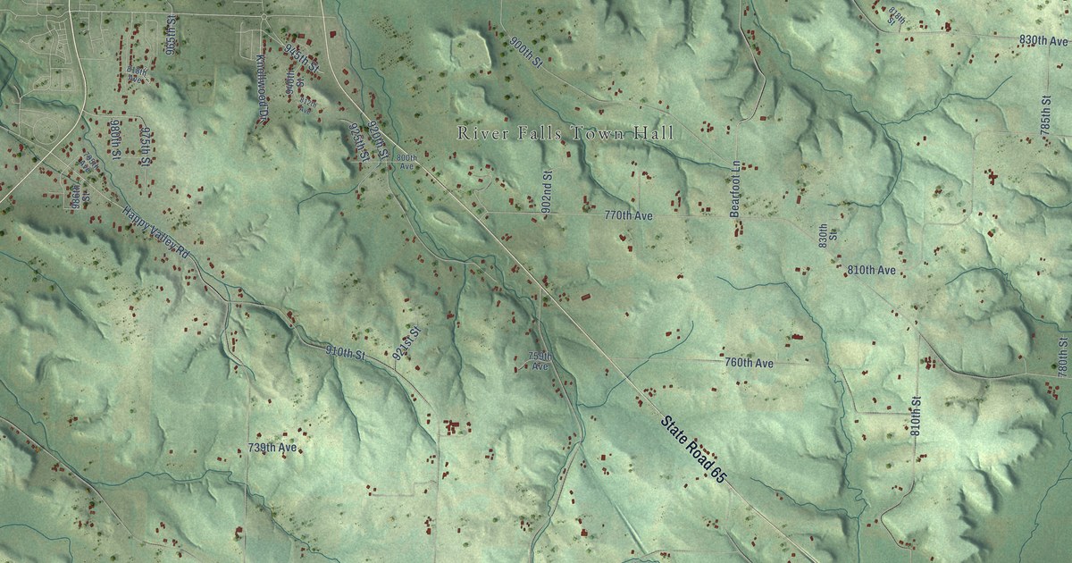 Map of River Falls, Pierce County, Wisconsin in 2026