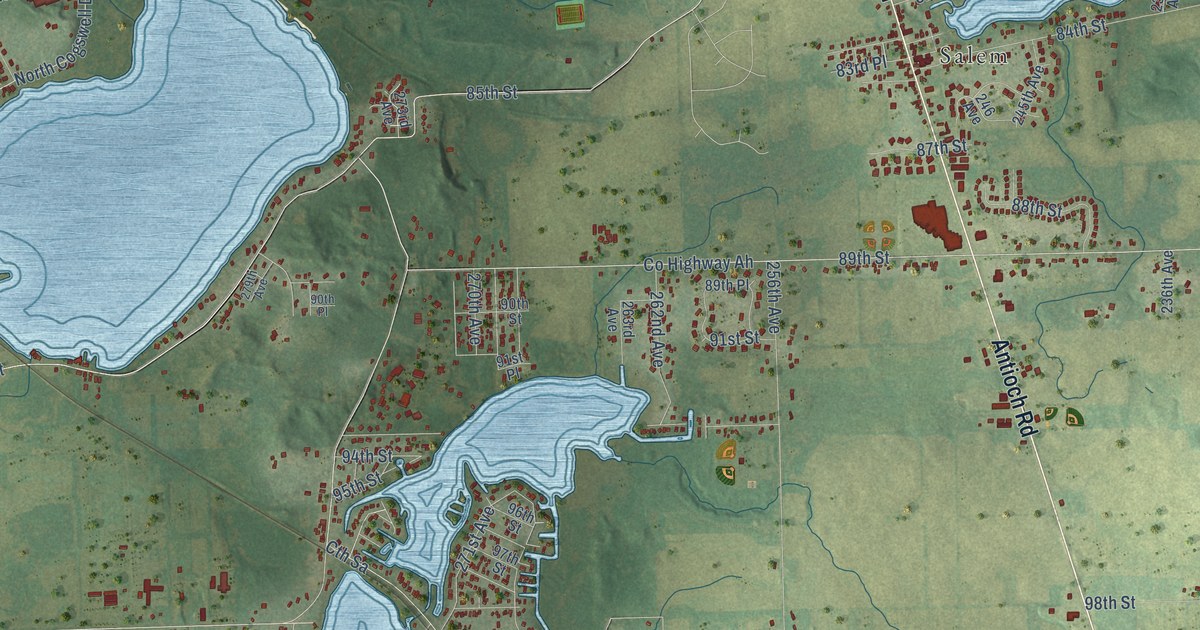 Map of Salem Lakes, Wisconsin in 2026