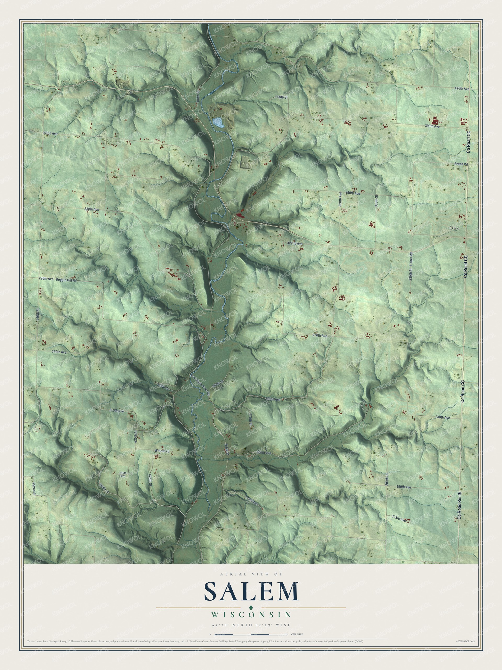 Watermarked full-map preview of Salem, Wisconsin