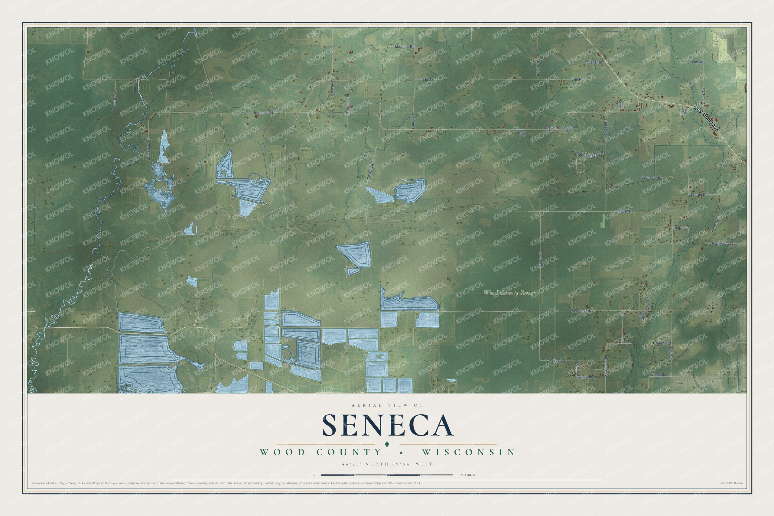 Watermarked full-map preview of Seneca, Wisconsin