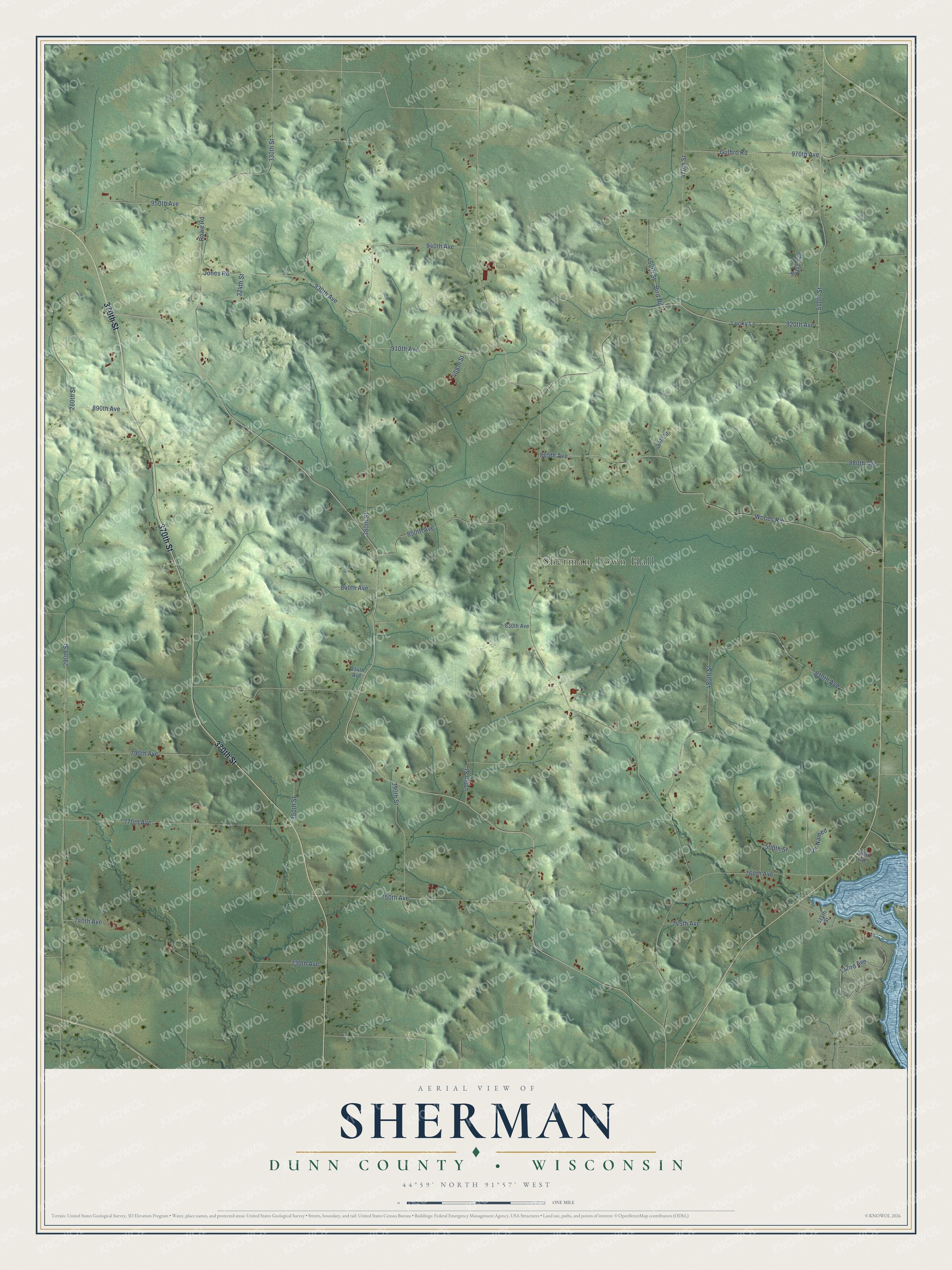 Watermarked full-map preview of Sherman, Wisconsin