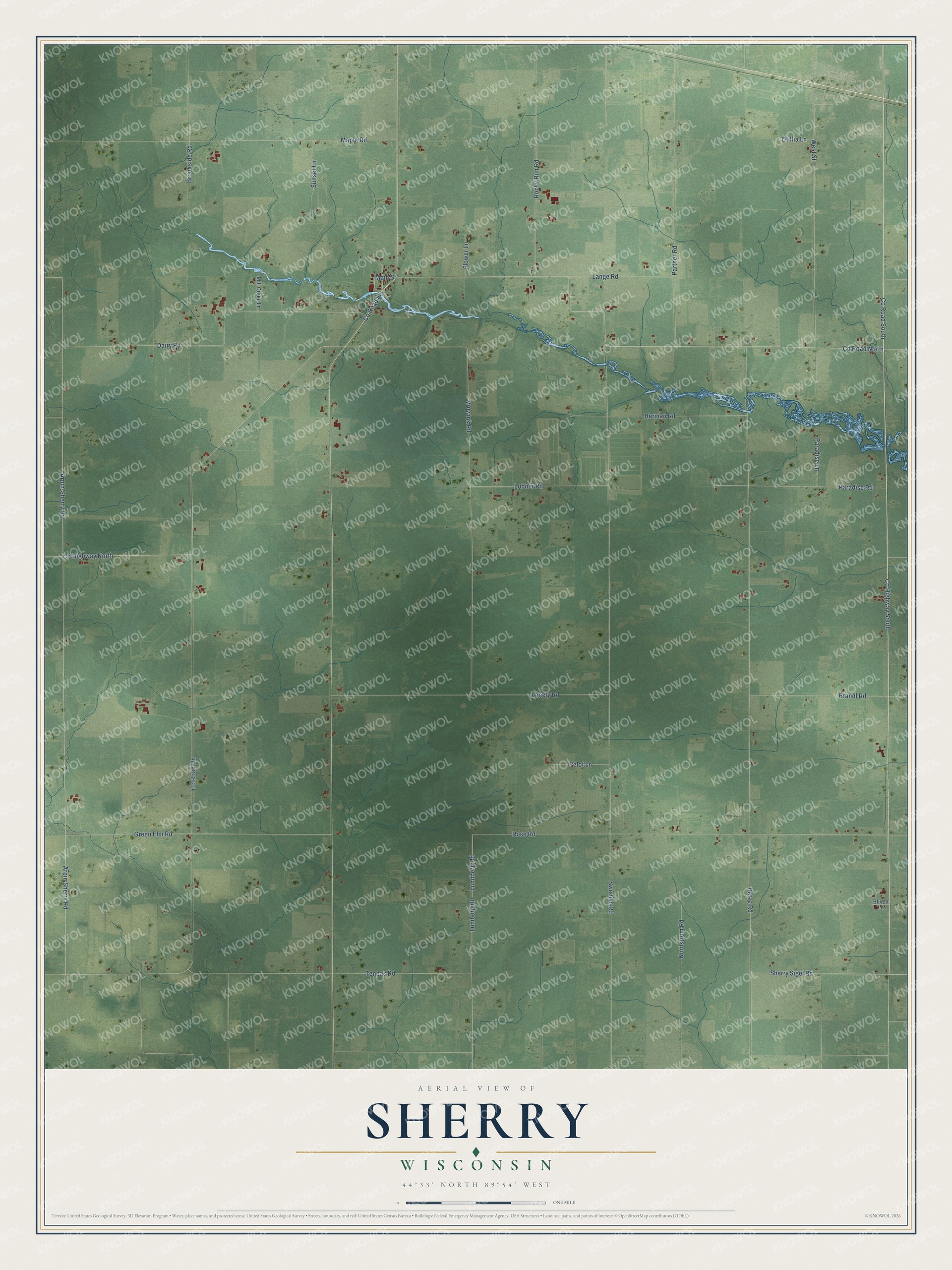 Watermarked full-map preview of Sherry, Wisconsin
