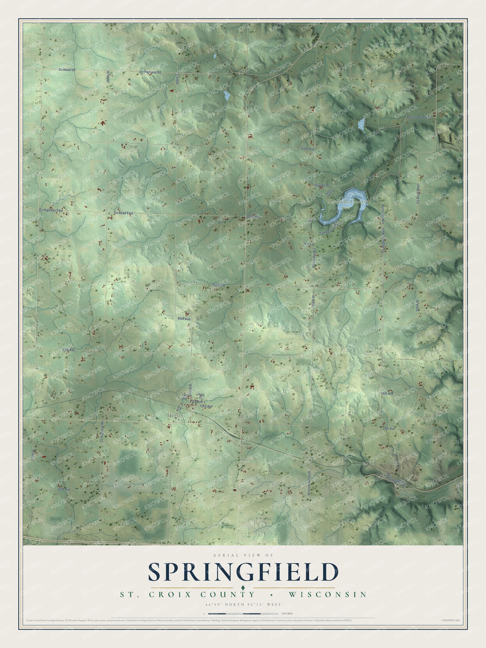 Watermarked full-map preview of Springfield, Wisconsin