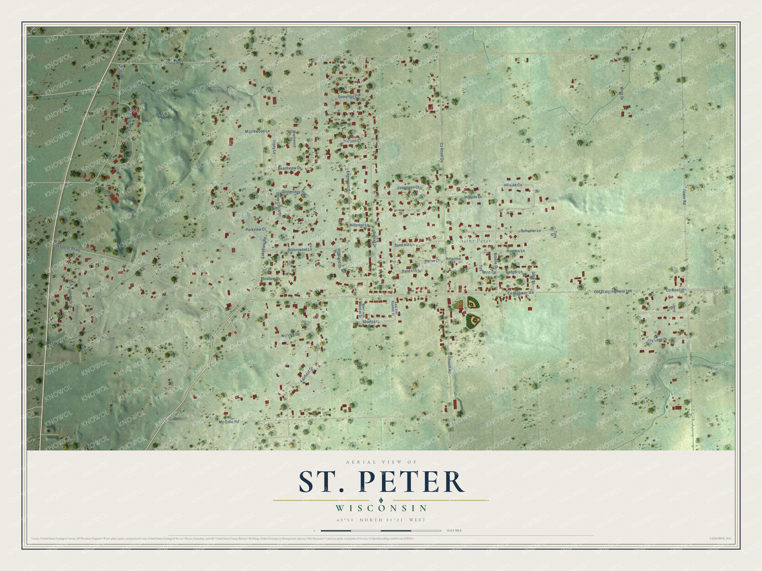 Watermarked full-map preview of St. Peter, Wisconsin