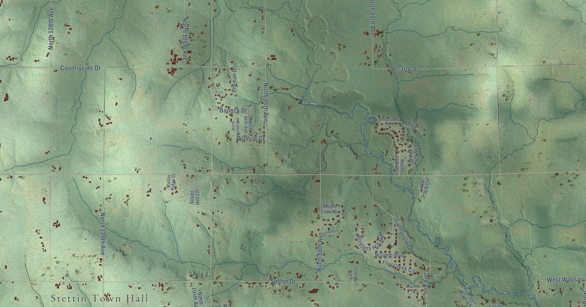 Map of Stettin, Wisconsin in 2026