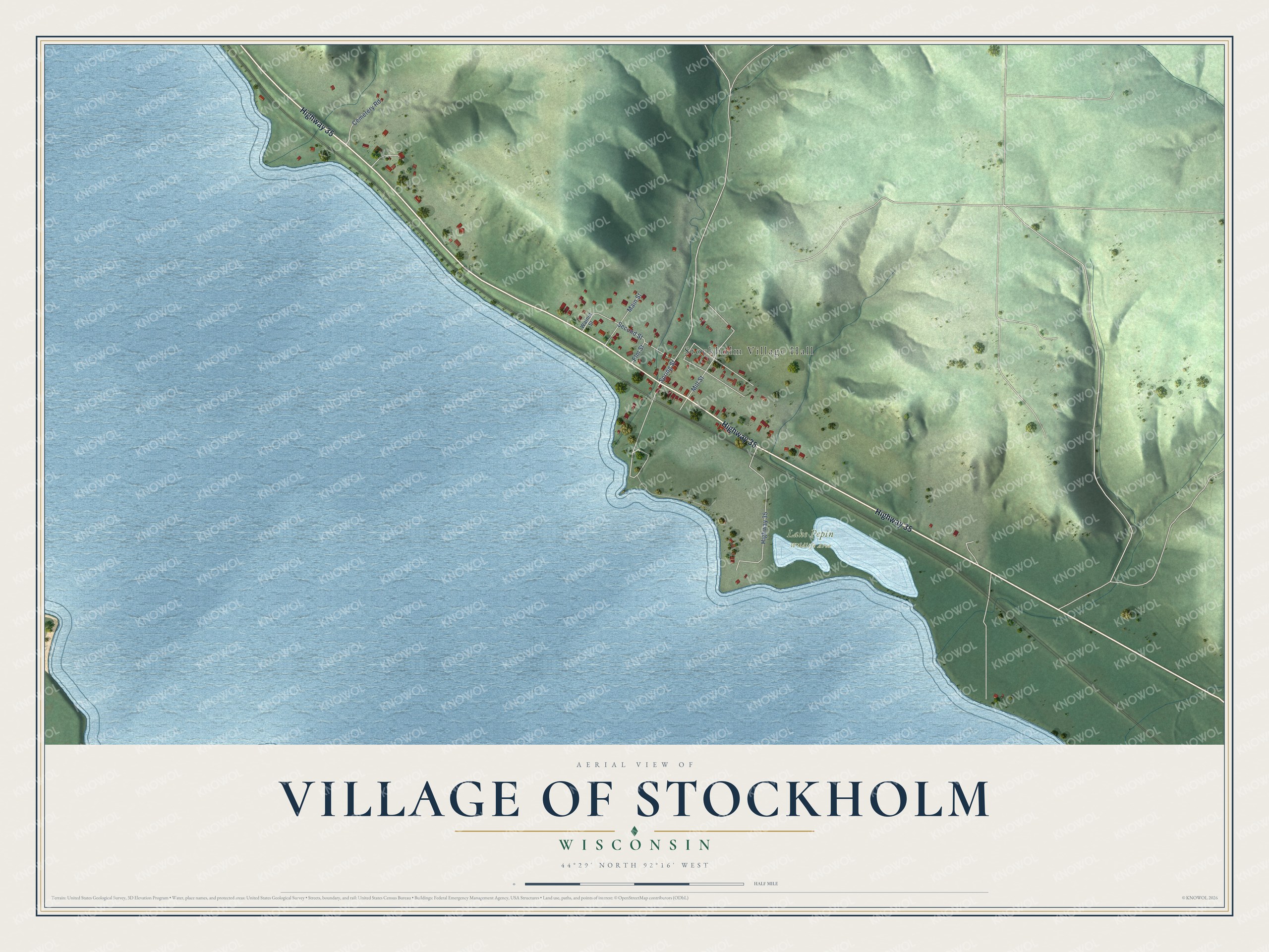 Watermarked full-map preview of Stockholm, Wisconsin