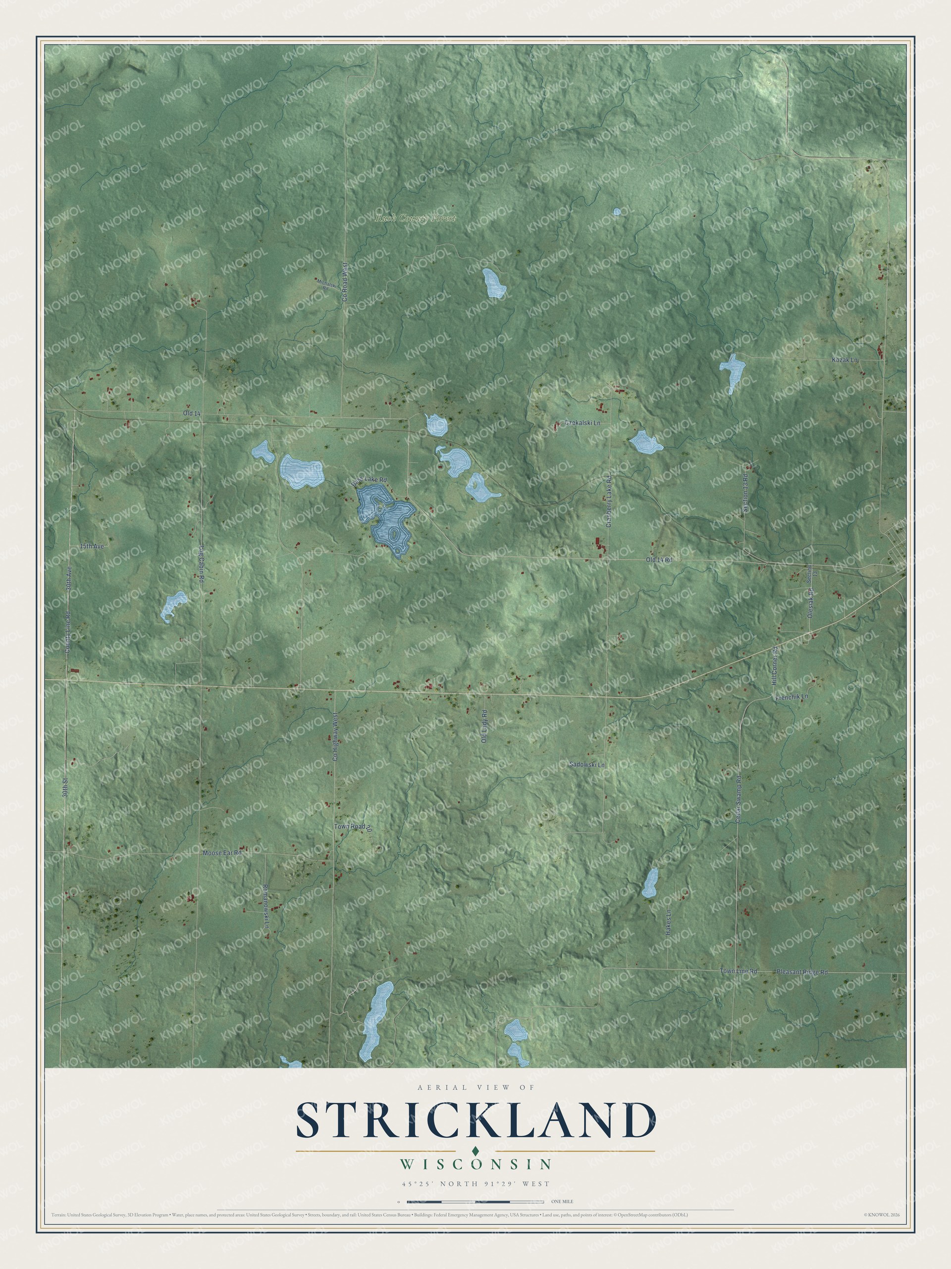 Watermarked full-map preview of Strickland, Wisconsin
