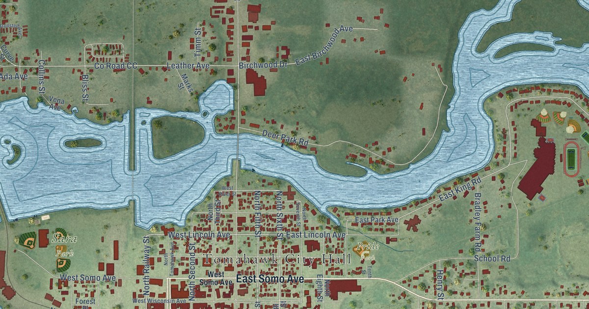 Map of Tomahawk, Wisconsin in 2026